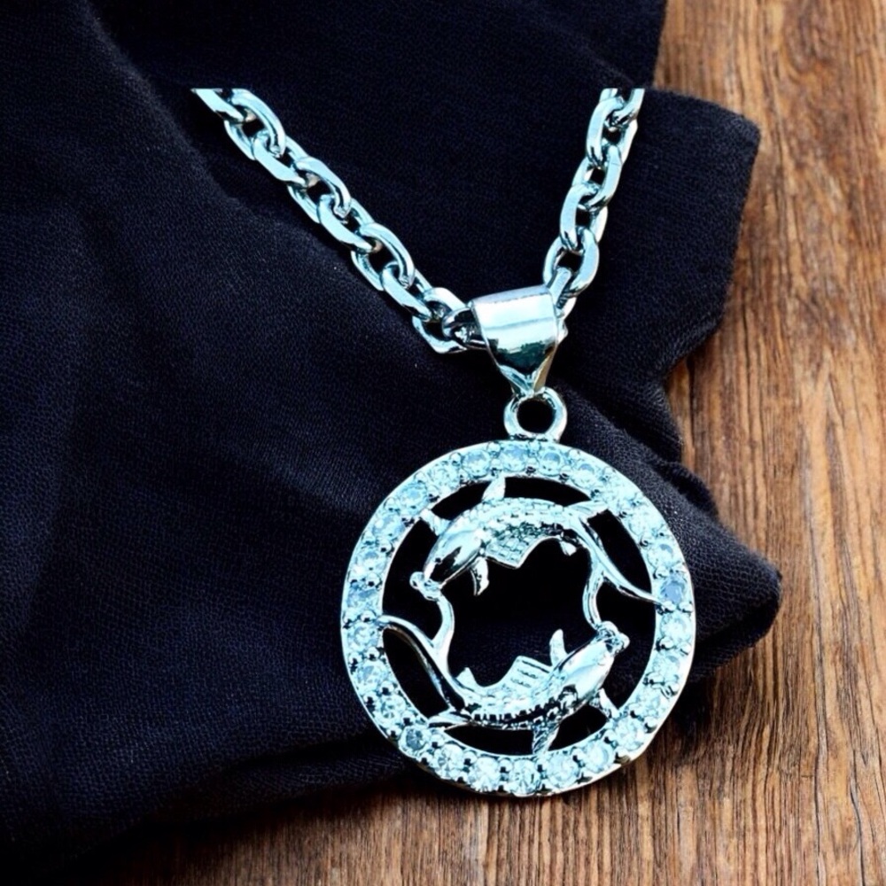 🆕 Pisces Crystal Pendant Necklace Gold Plating Over Alloy